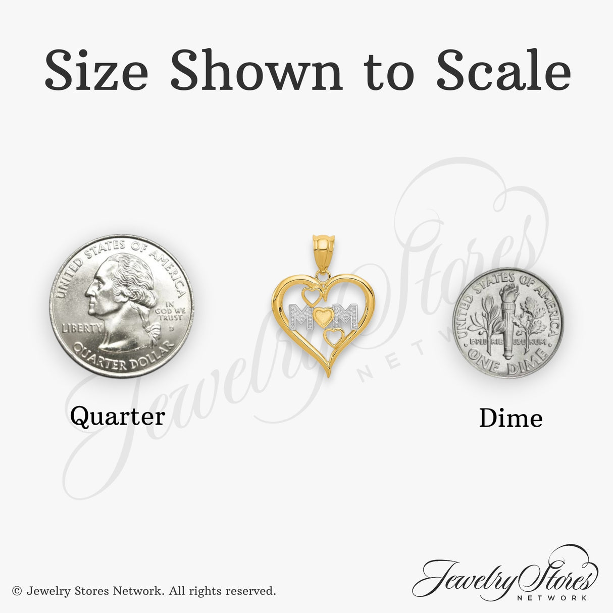 14k Yellow Gold and Rhodium Mom Open Heart Pendant with White Rhodium Accents