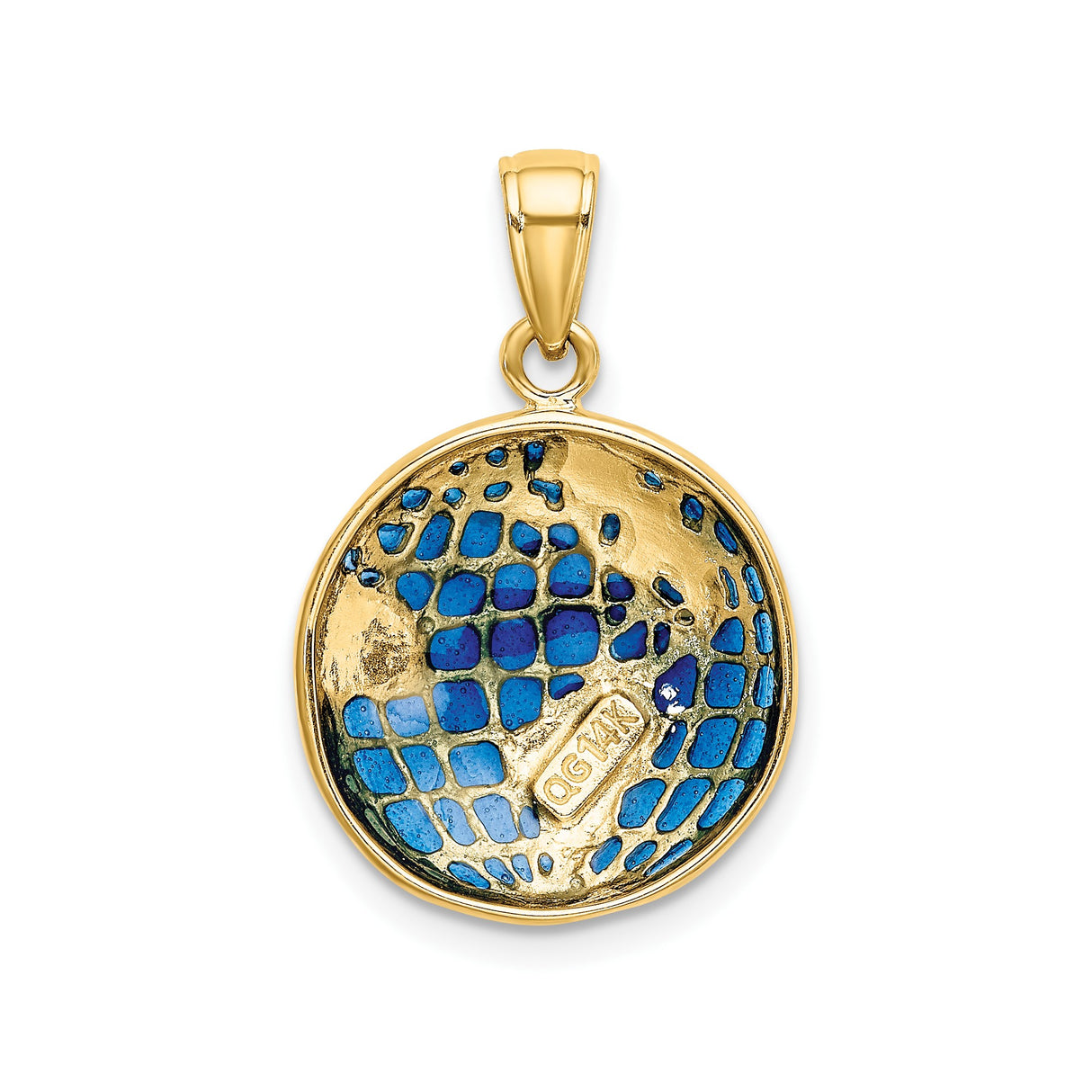 14k Yellow Gold World Map Pendant with Blue Enamel Globe, Travel-Inspired Charm