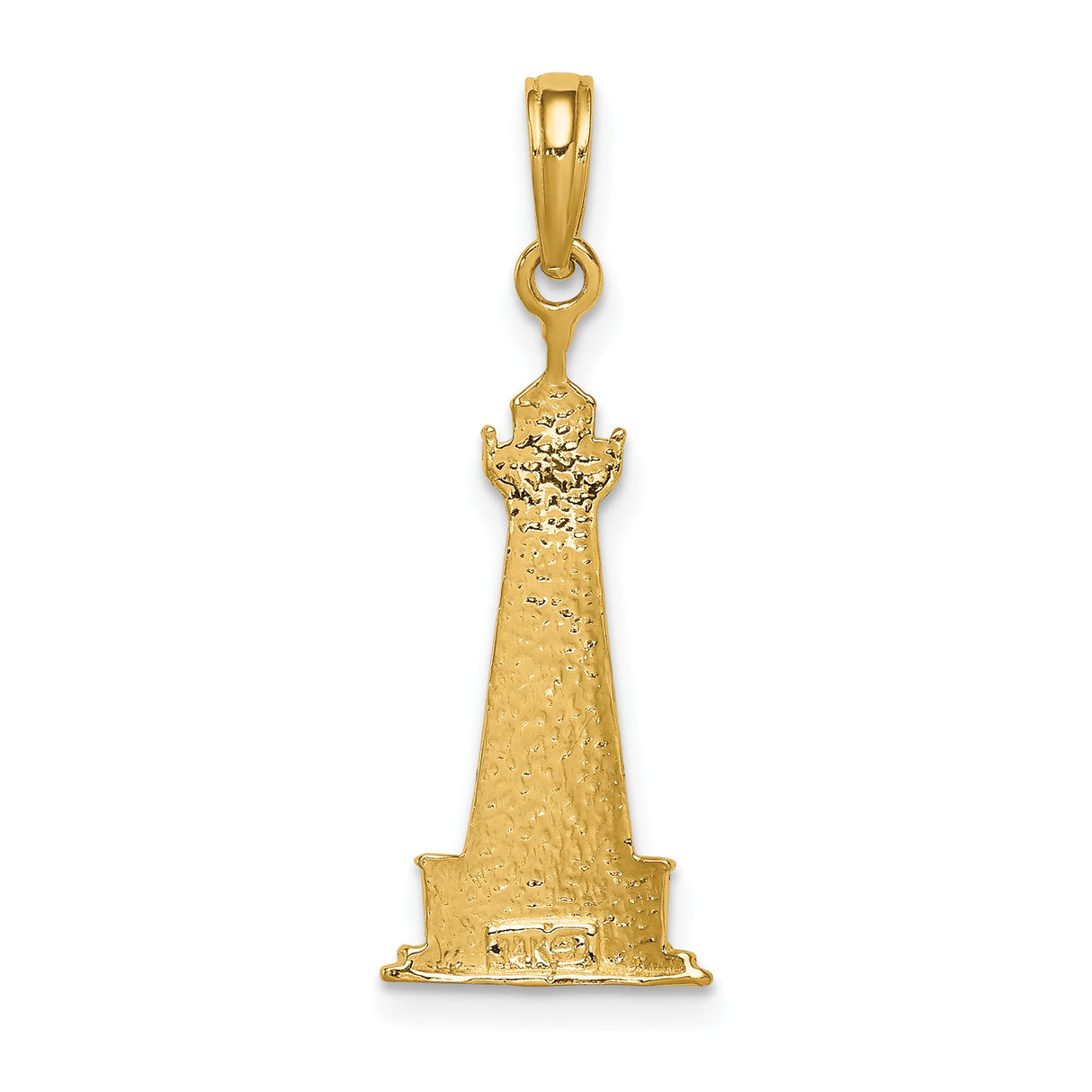 14k Multi-Tone Gold Lighthouse Pendant with Rhodium Detail, Nautical Coastal Charm