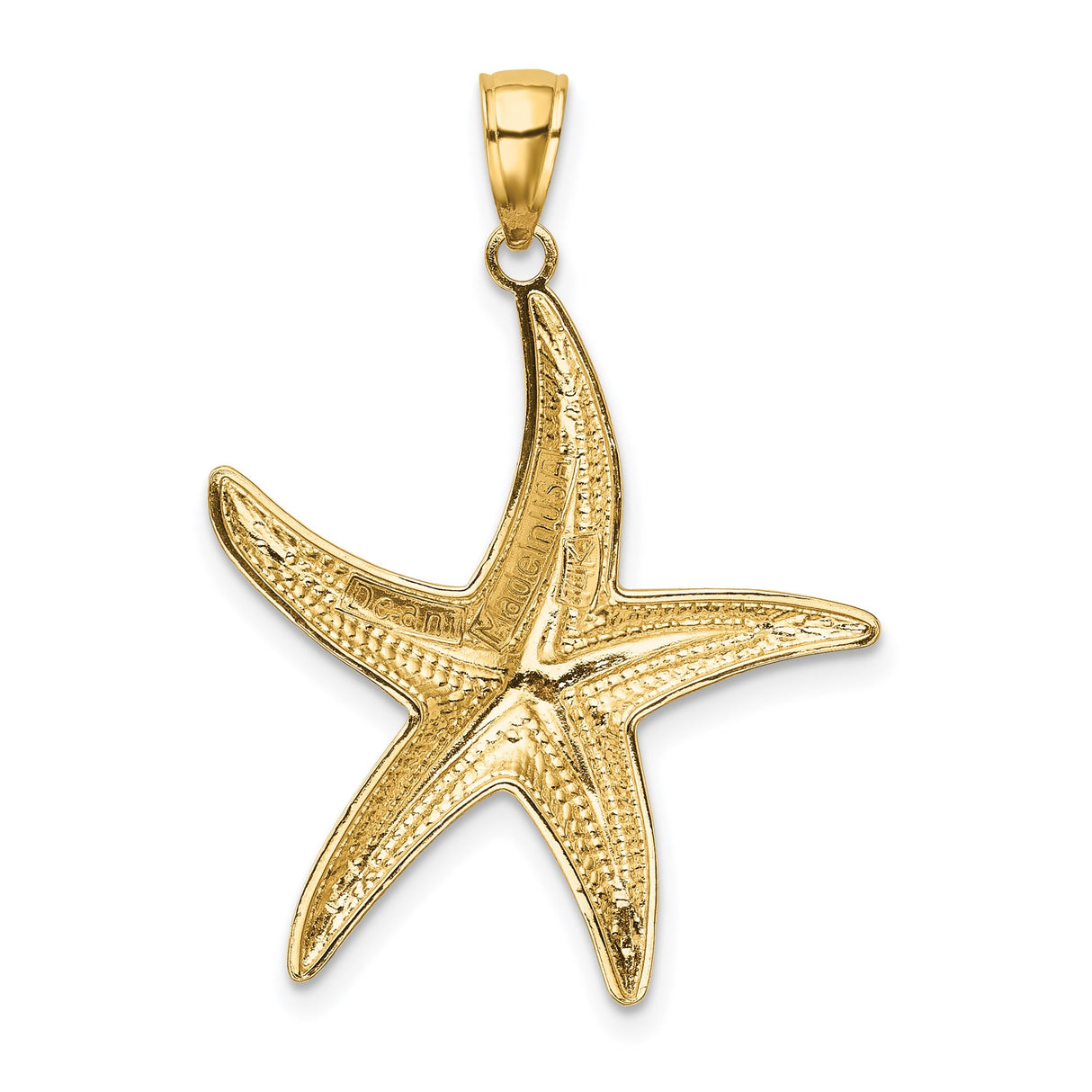 14k Yellow Gold and Rhodium Starfish Pendant, Two-Tone Nautical Marine Life Charm for Women