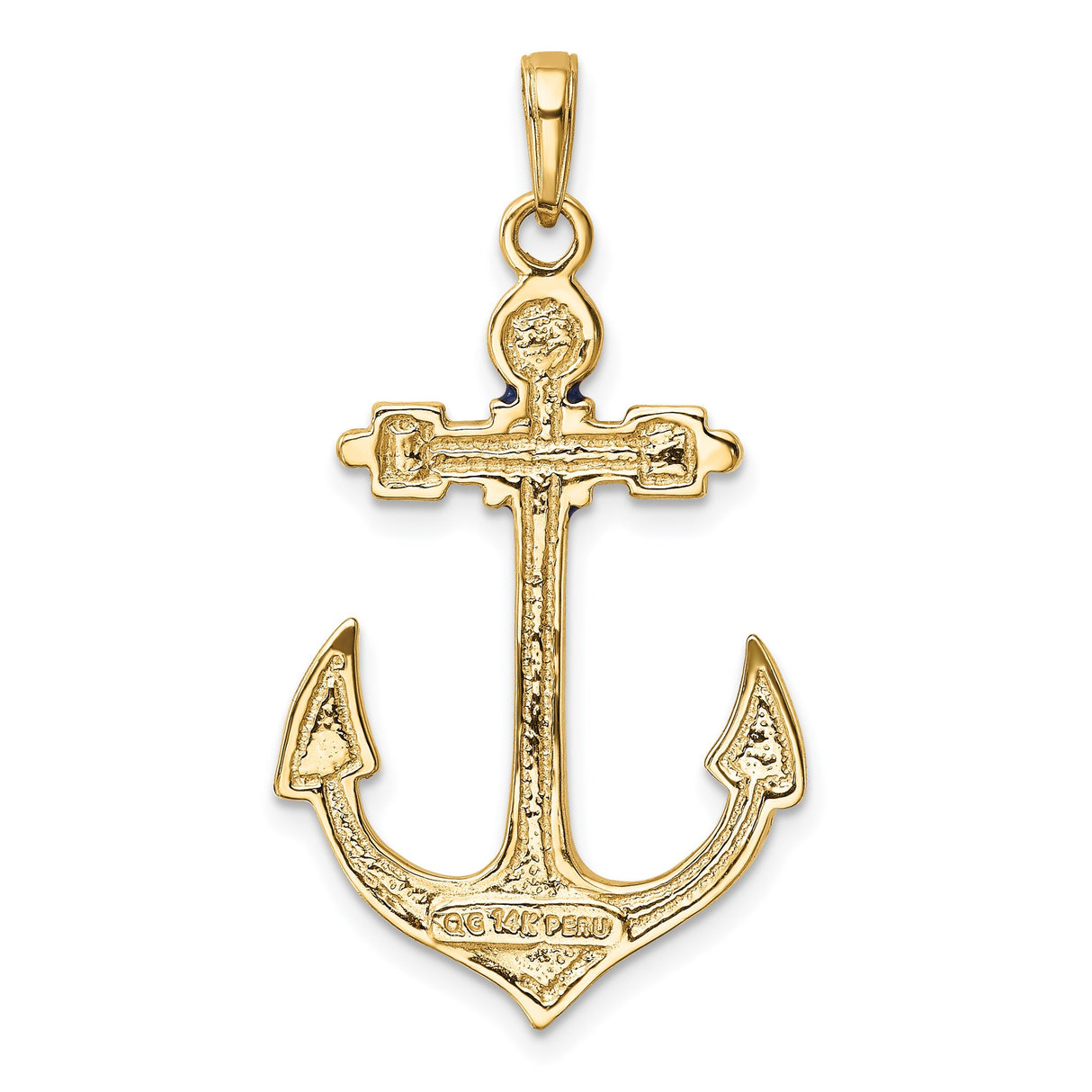 14k Yellow Gold Anchor Pendant with Red White Blue Enamel, Nautical Symbol