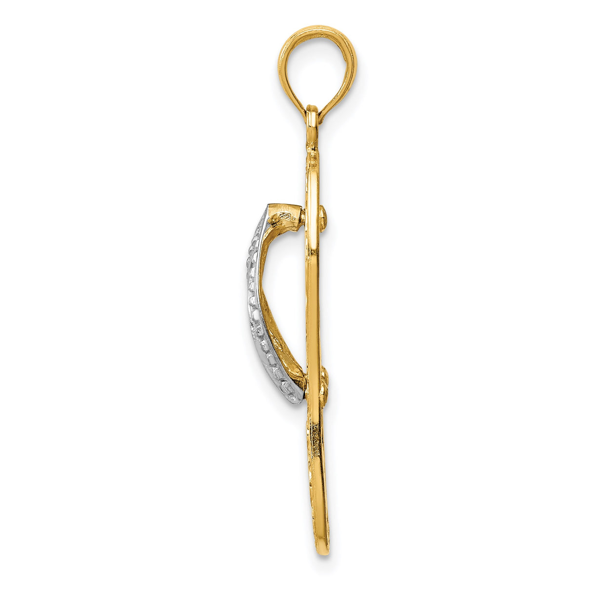 14k Two-Tone Gold Flip-Flop Pendant with Cut-Out Sea Turtles, Coastal Beach Charm