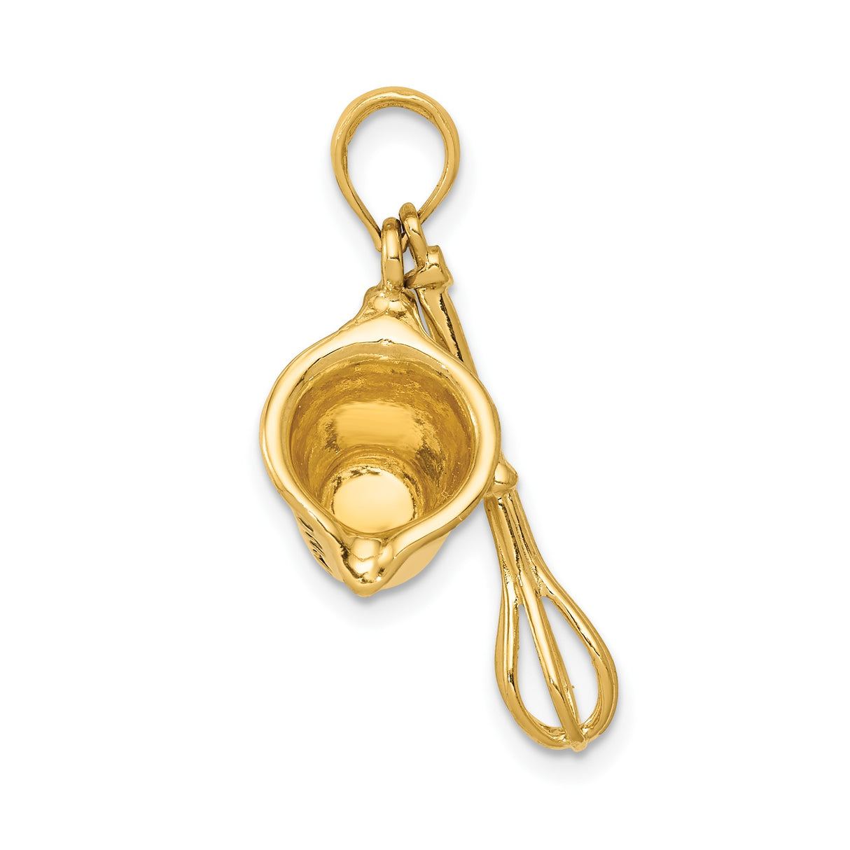 14k Yellow Gold Pendant, Measuring Cup and Whisk Kitchen Tool Charm for Culinary Enthusiasts