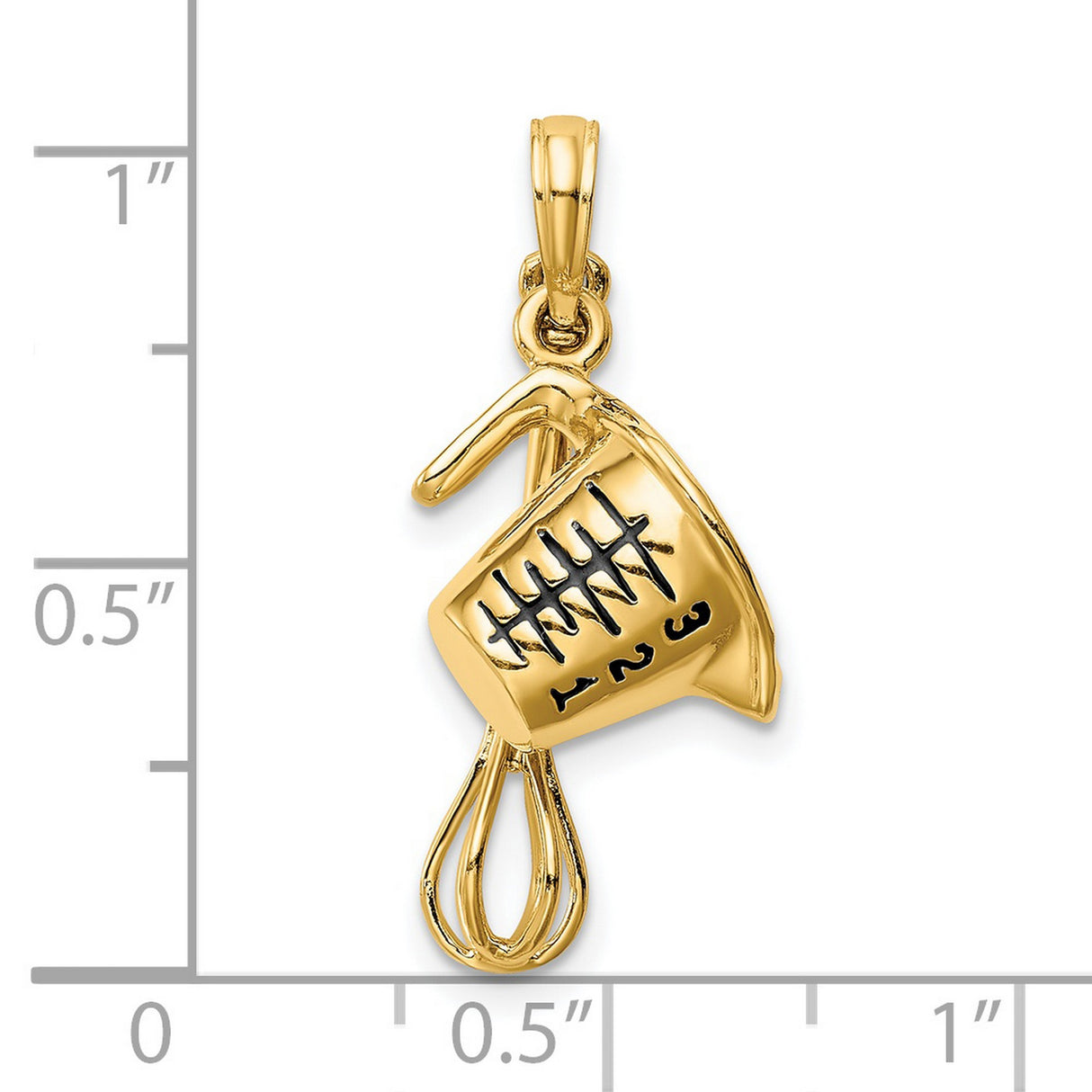 14k Yellow Gold Pendant, Measuring Cup and Whisk Kitchen Tool Charm for Culinary Enthusiasts
