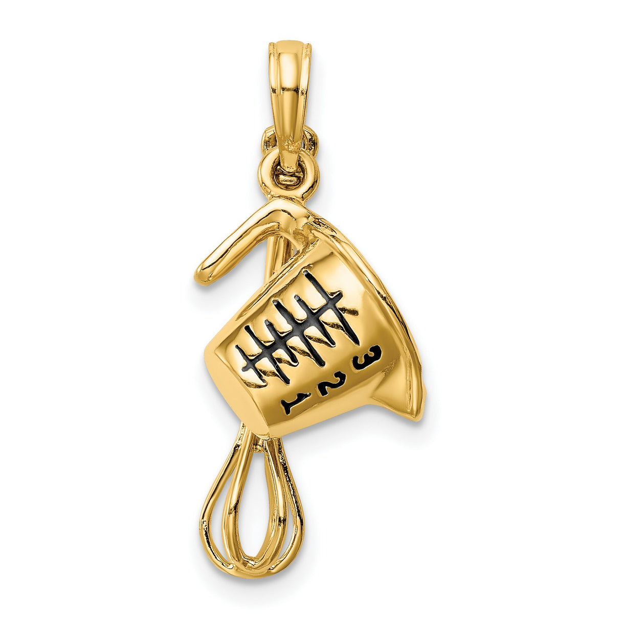 14k Yellow Gold Pendant, Measuring Cup and Whisk Kitchen Tool Charm for Culinary Enthusiasts