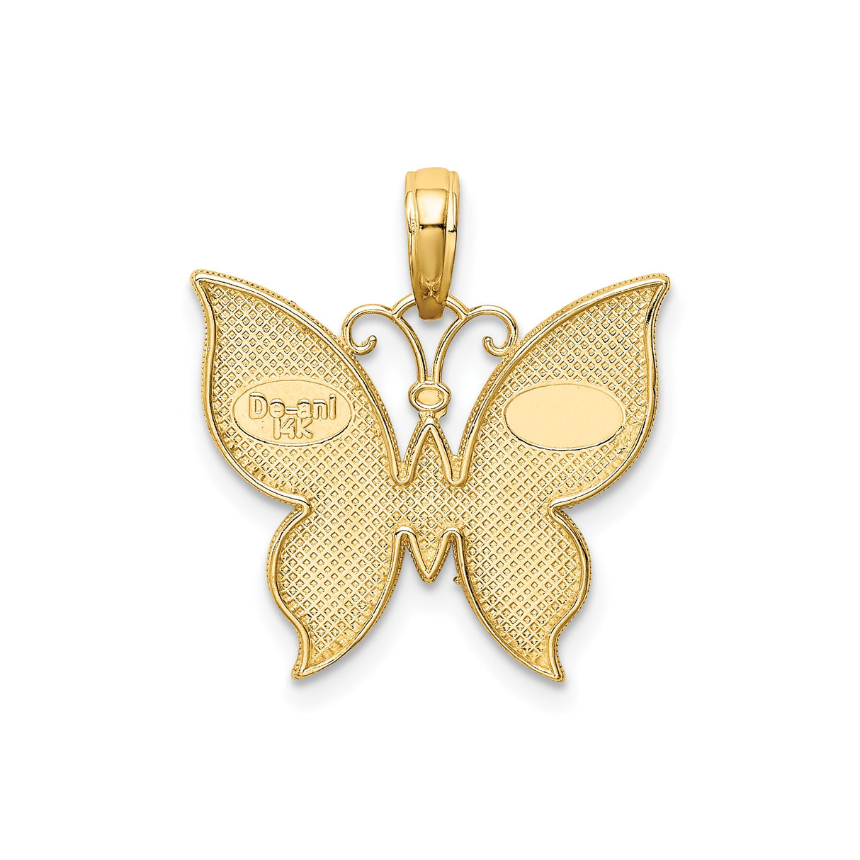 14k Multi-Tone Gold Butterfly Pendant with Intricate Filigree Design for Women