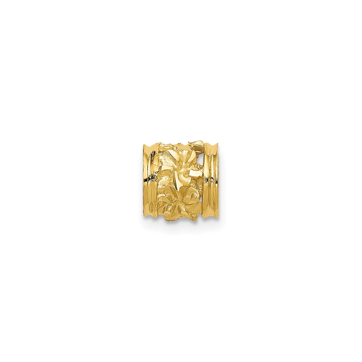 14k Yellow Gold Charm Bead with Organic Texture and Abstract Cutout Design