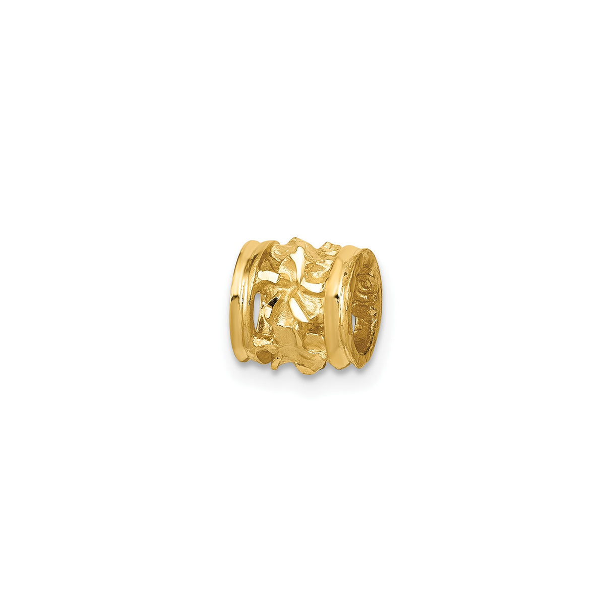 14k Yellow Gold Charm Bead with Organic Texture and Abstract Cutout Design