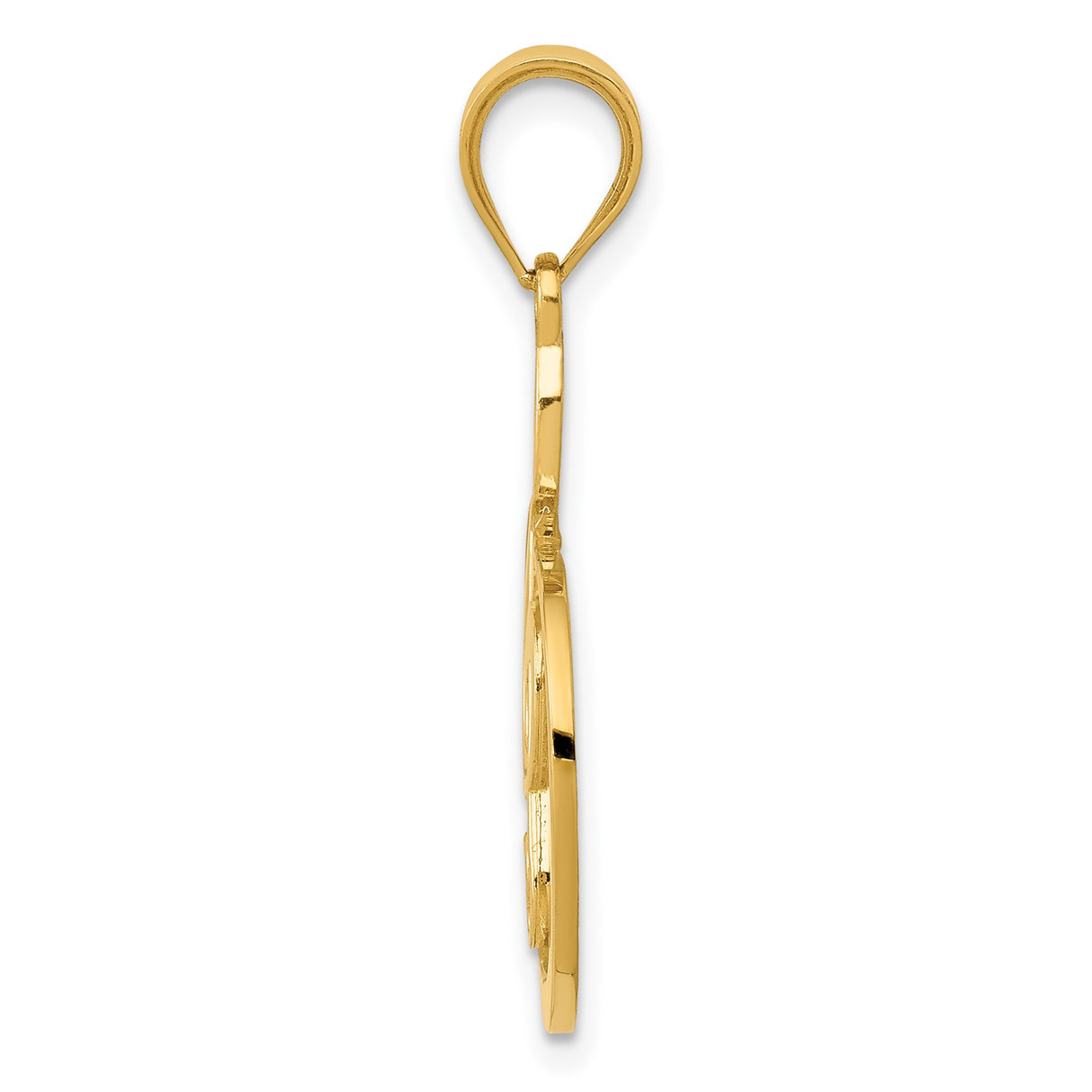 14k Yellow Gold Treble Clef Pendant, Musical Note Cutout Charm for Women or Unisex Wear