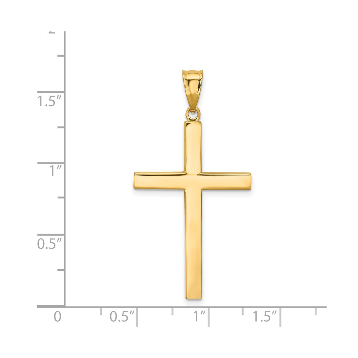 14k Yellow Gold Cross Pendant, Sleek Latin Design, High Polish Finish, Unisex Faith Jewelry