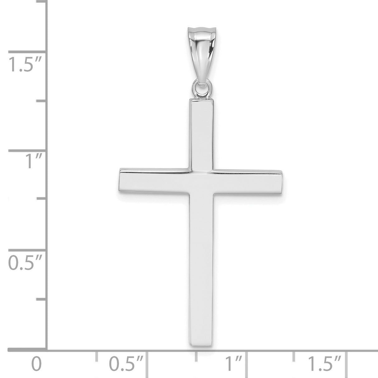 14k White Gold Latin Cross Pendant with Smooth Finish and Modern Minimalist Design