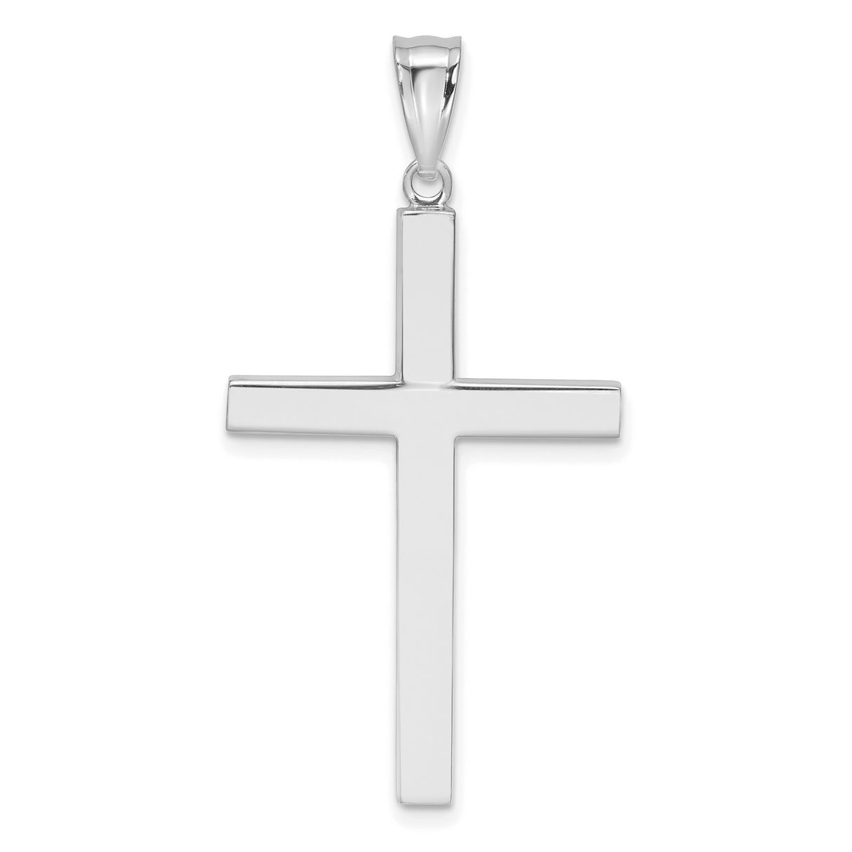 14k White Gold Latin Cross Pendant with Smooth Finish and Modern Minimalist Design