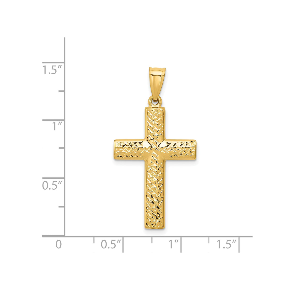 14k Yellow Gold Latin Cross Pendant, Reversible Diamond Cut High Polish Faith Jewelry