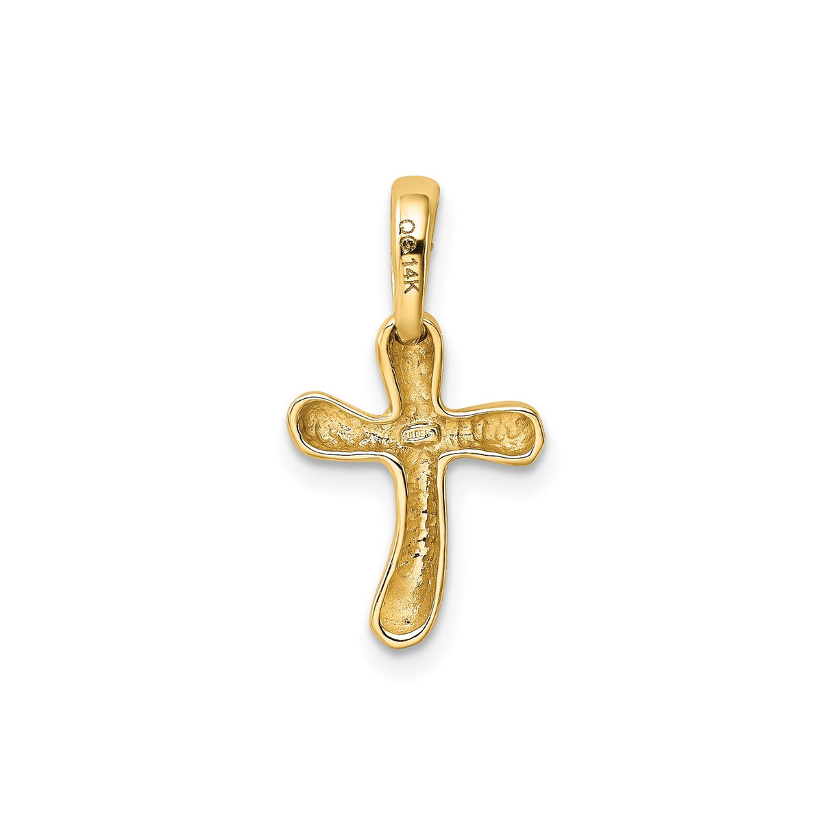 14k Yellow Gold Cross Pendant, Minimalist Latin Cross with Polished Finish for Men and Women