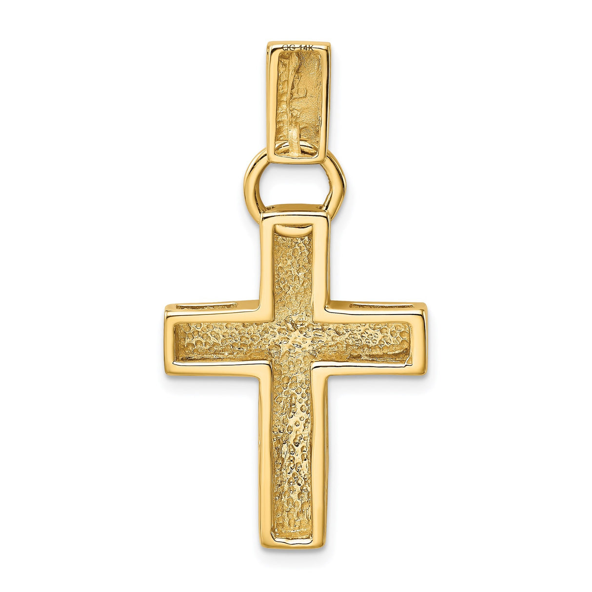 14k Yellow Gold Latin Cross Pendant Charm, High Polish Unisex Religious Jewelry