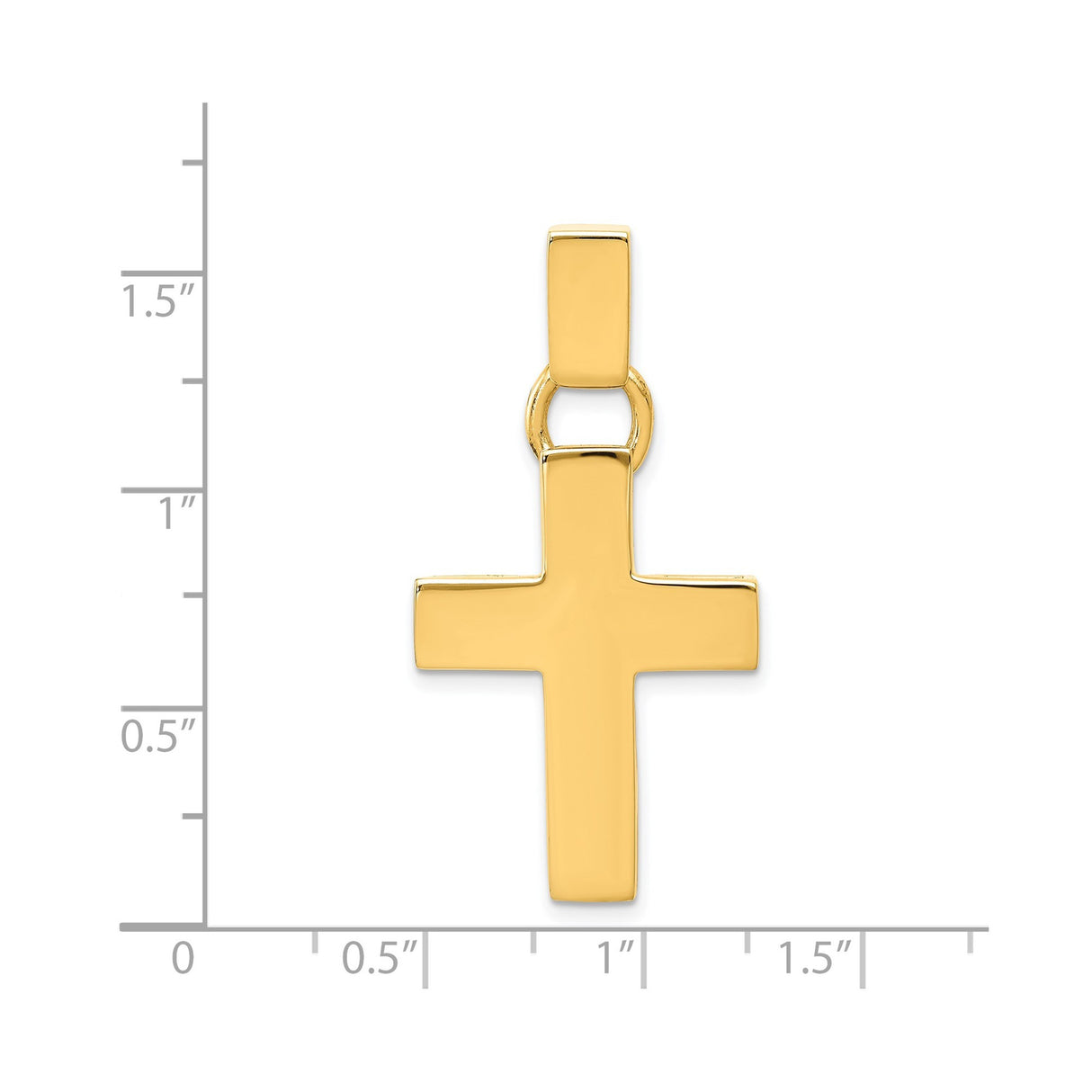 14k Yellow Gold Latin Cross Pendant Charm, High Polish Unisex Religious Jewelry