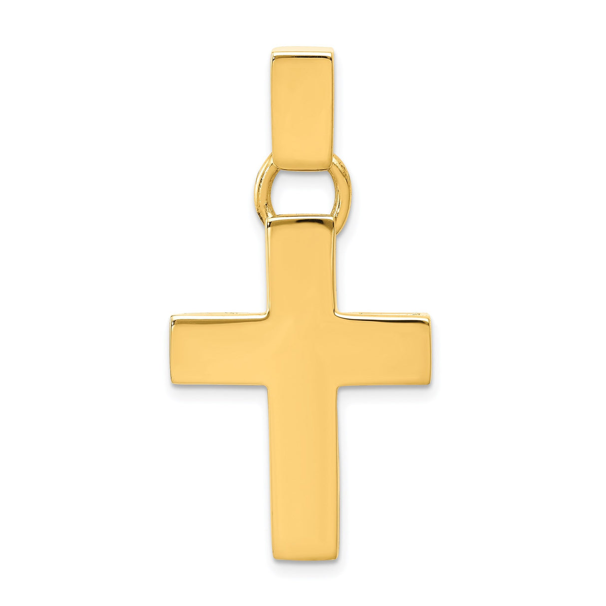 14k Yellow Gold Latin Cross Pendant Charm, High Polish Unisex Religious Jewelry