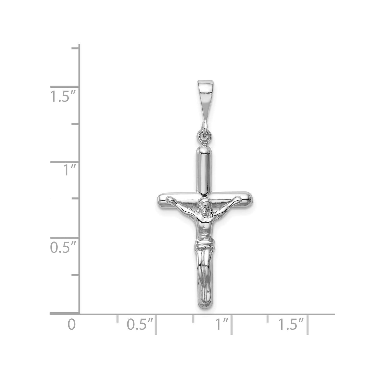 14k White Gold Crucifix Cross Pendant with Jesus Figure, Catholic Faith Style Jewelry