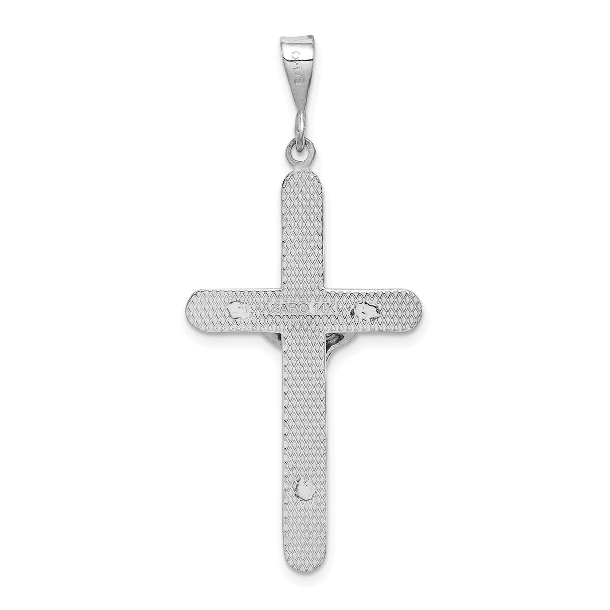 14k White Gold Crucifix Cross Pendant with Jesus Figure, Latin Style Religious Charm