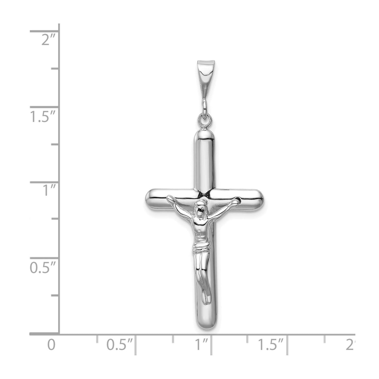 14k White Gold Crucifix Cross Pendant with Jesus Figure, Latin Style Religious Charm