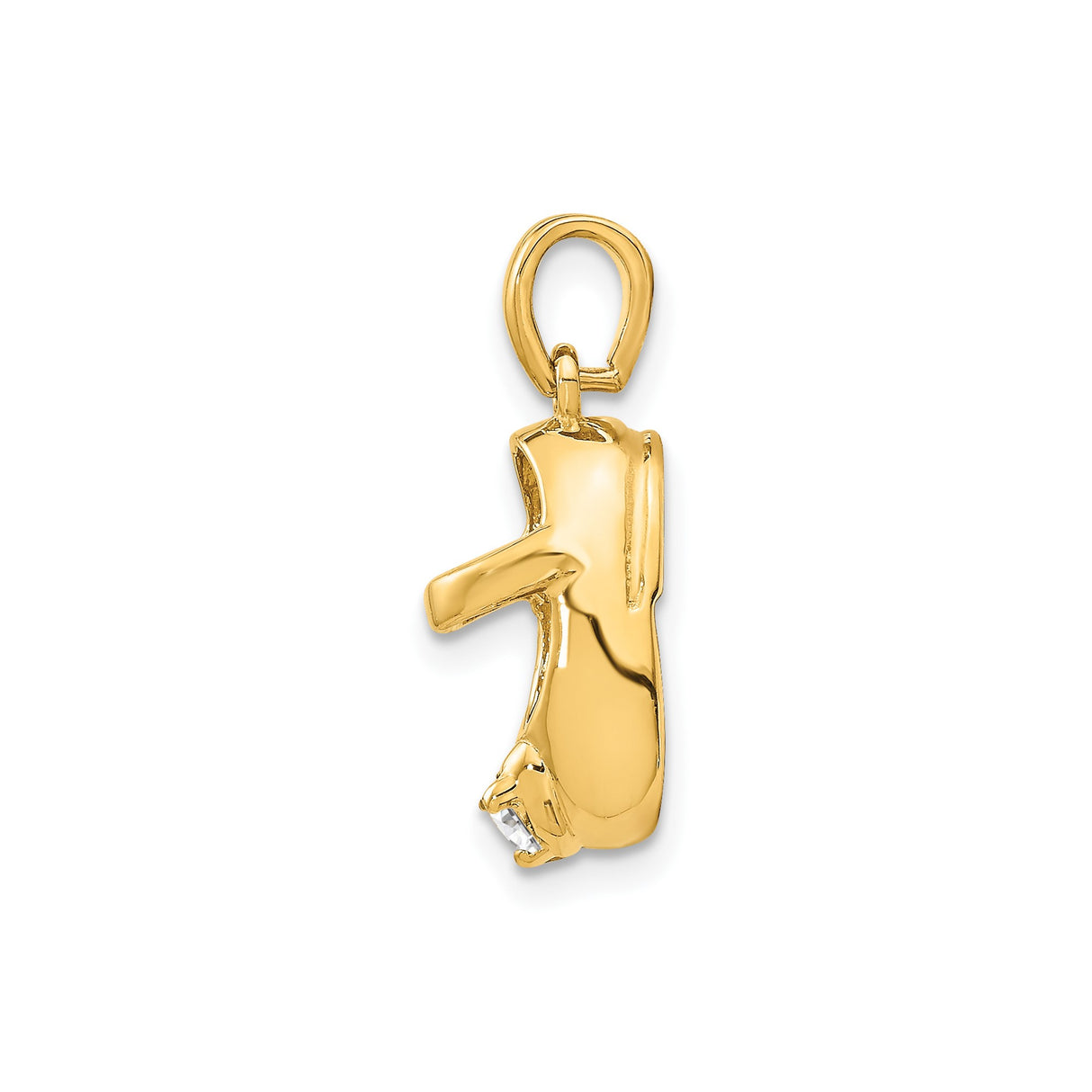 14k Yellow Gold Baby Shoe Pendant with Synthetic Birthstone and Diamond Accent, Symbol of Motherhood