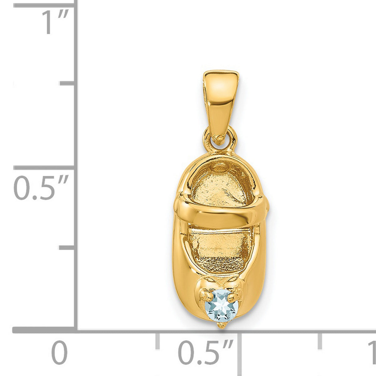 14k Yellow Gold Baby Shoe Pendant with Synthetic Birthstone, Motherhood Keepsake Charm