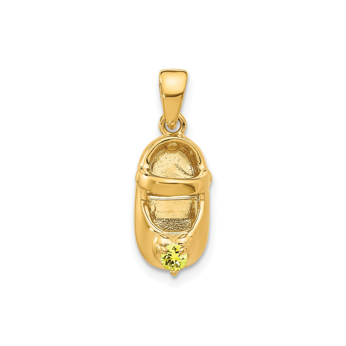 14k Yellow Gold Baby Shoe Pendant with Yellow Citrine, Birthstone Charm for Mom
