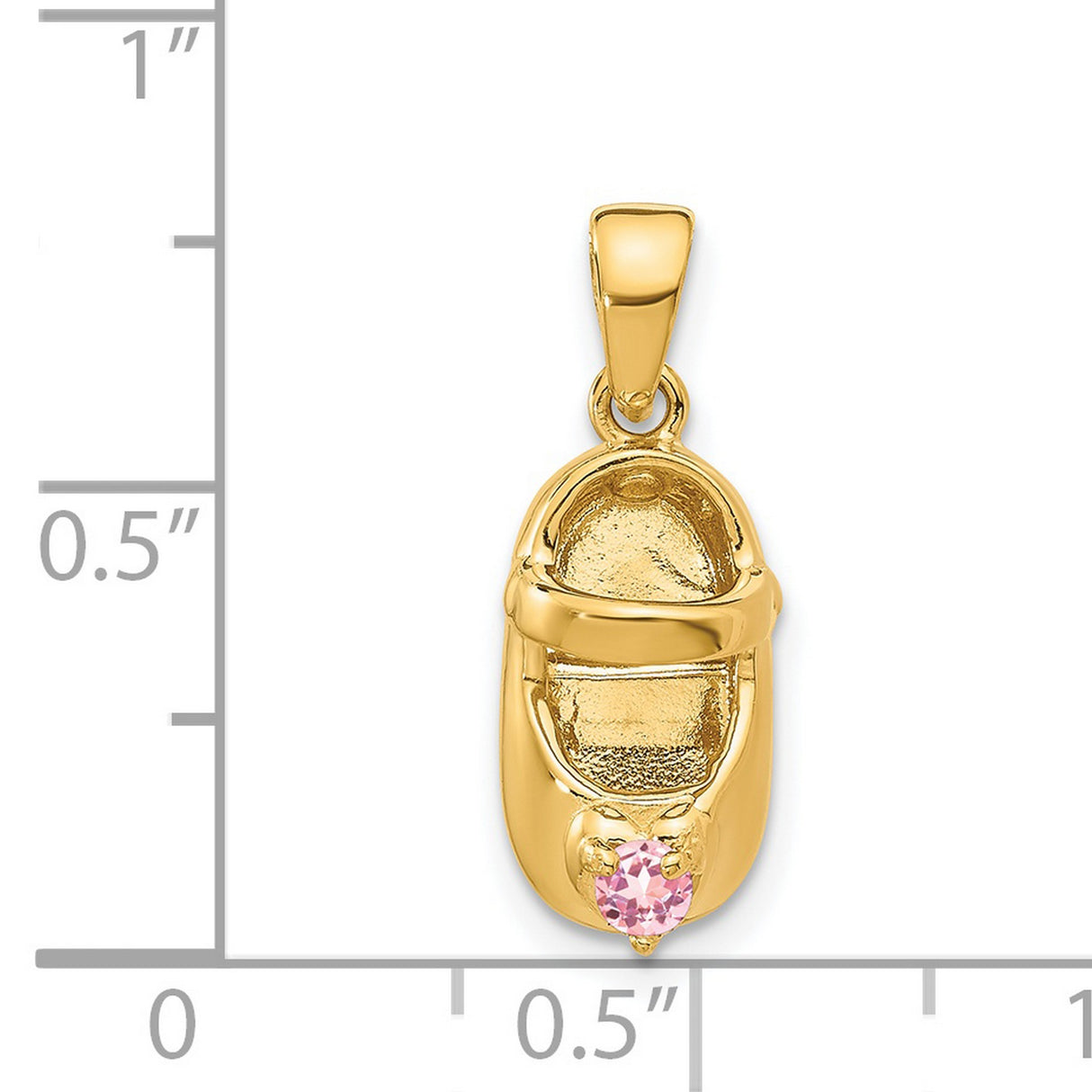 14k Yellow Gold Baby Shoe Pendant with Synthetic Birthstone, Engravable Motherhood Charm