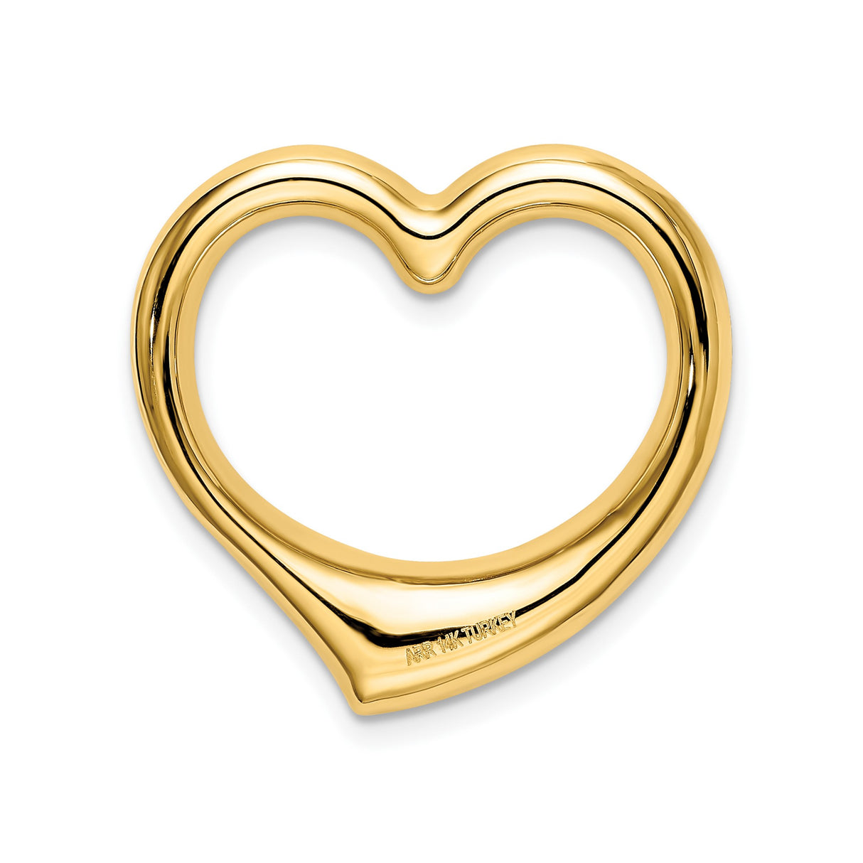 14k Yellow Gold Heart Pendant, Open Minimalist Design for Women