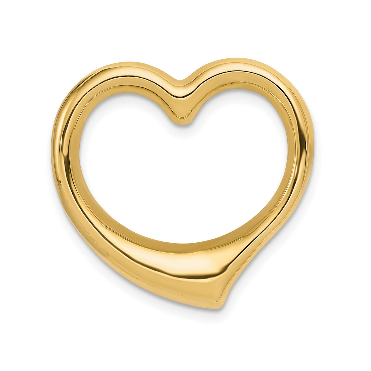 14k Yellow Gold Heart Pendant, Open Minimalist Design for Women