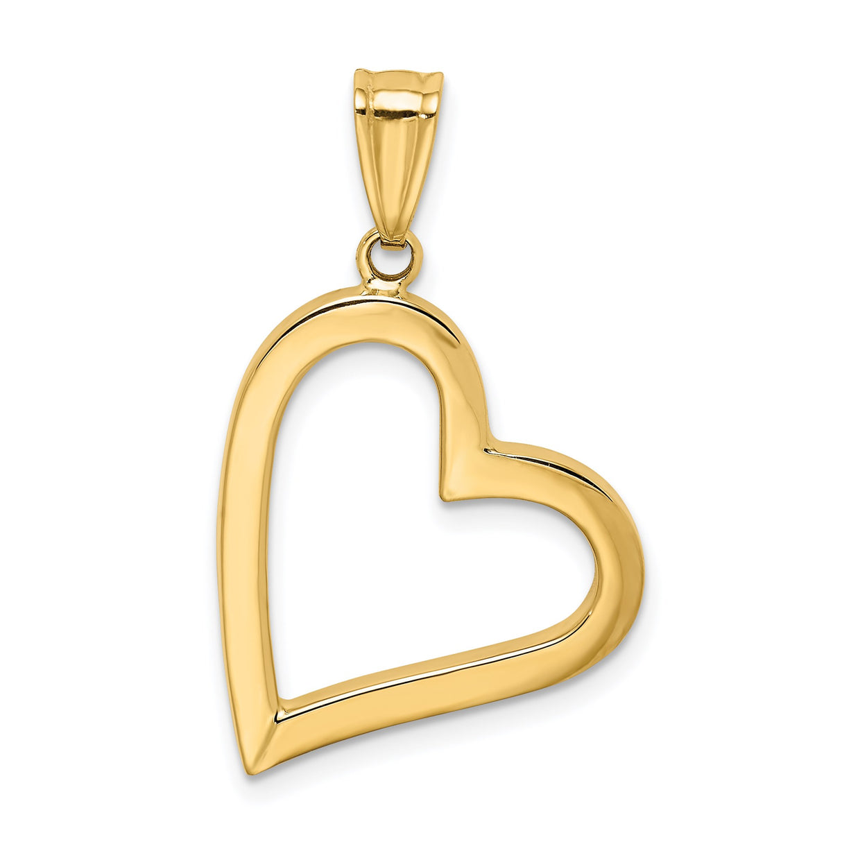 14k Yellow Gold Open Heart Pendant, Minimalist Love Symbol Jewelry for Women