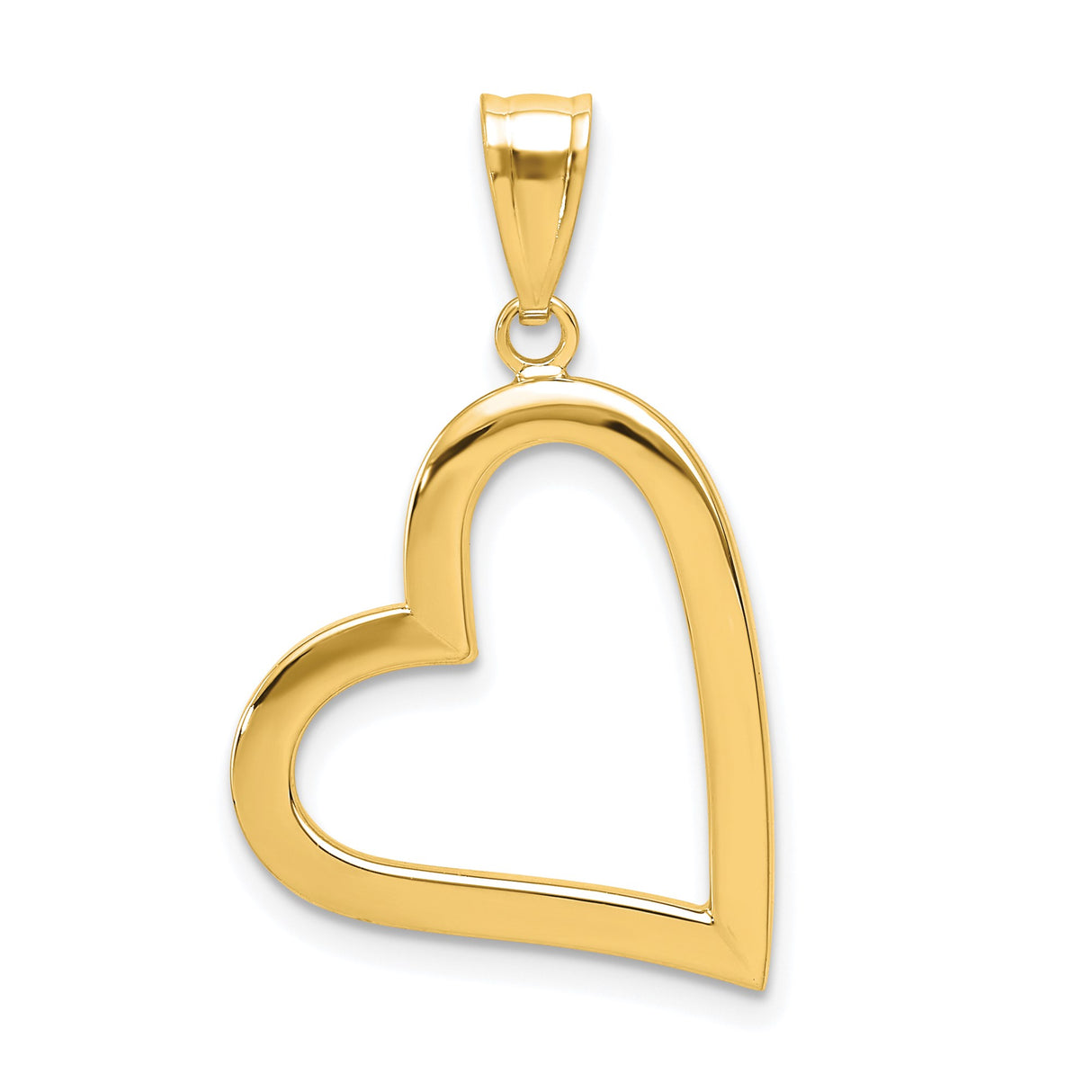 14k Yellow Gold Open Heart Pendant, Minimalist Love Symbol Jewelry for Women