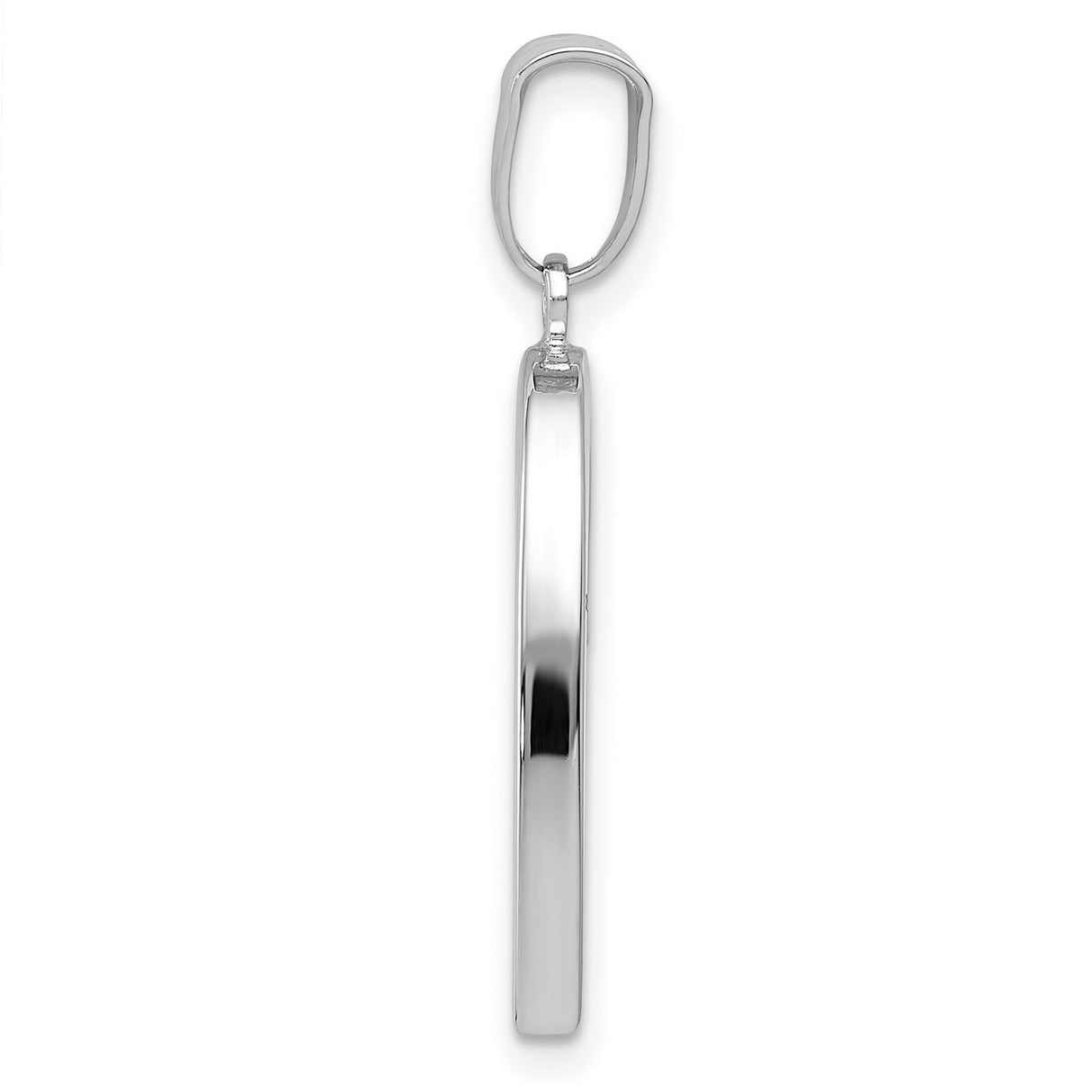 14k White Gold Open Heart Pendant, Sleek Modern Design, Romantic Minimalist Jewelry for Women