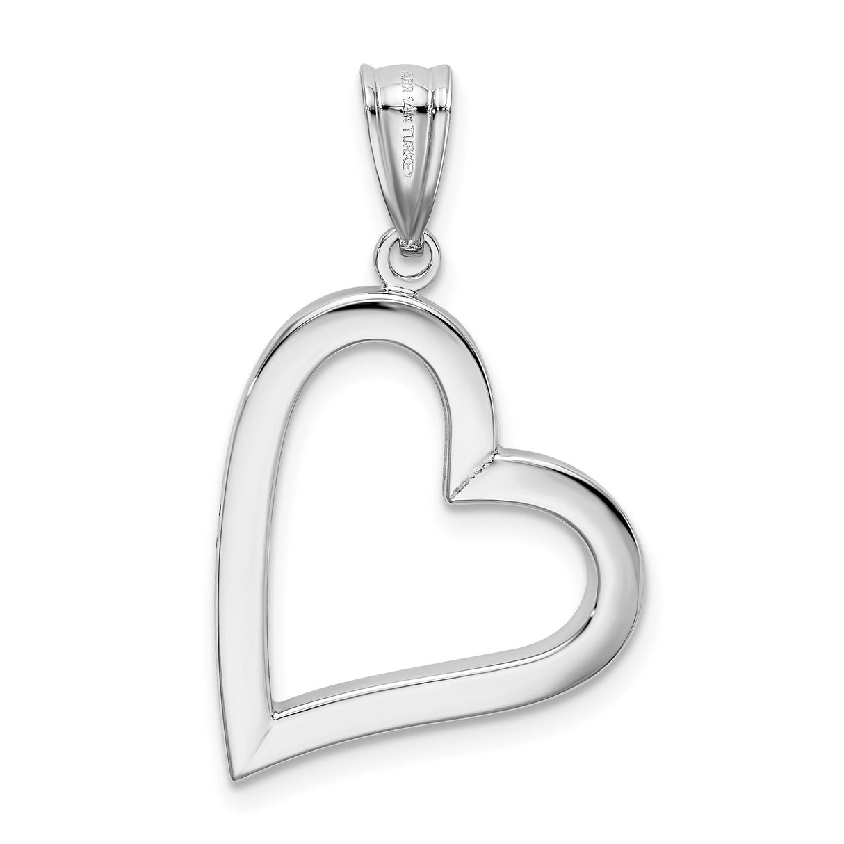 14k White Gold Open Heart Pendant, Sleek Modern Design, Romantic Minimalist Jewelry for Women