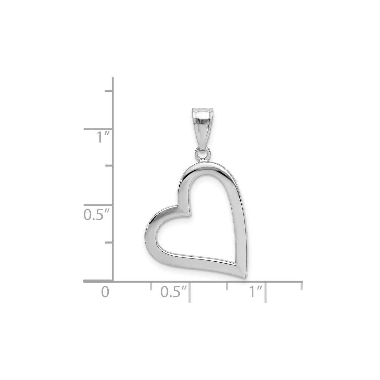 14k White Gold Open Heart Pendant, Sleek Modern Design, Romantic Minimalist Jewelry for Women