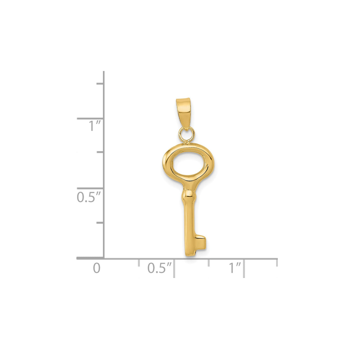 14k Yellow Gold Skeleton Key Pendant, Polished Finish, Classic Symbolic Design for Women