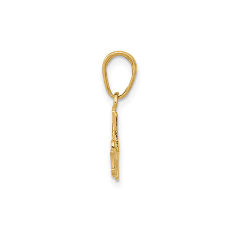 14k Yellow Gold Number One Mom Pendant Charm with Script Design for Women