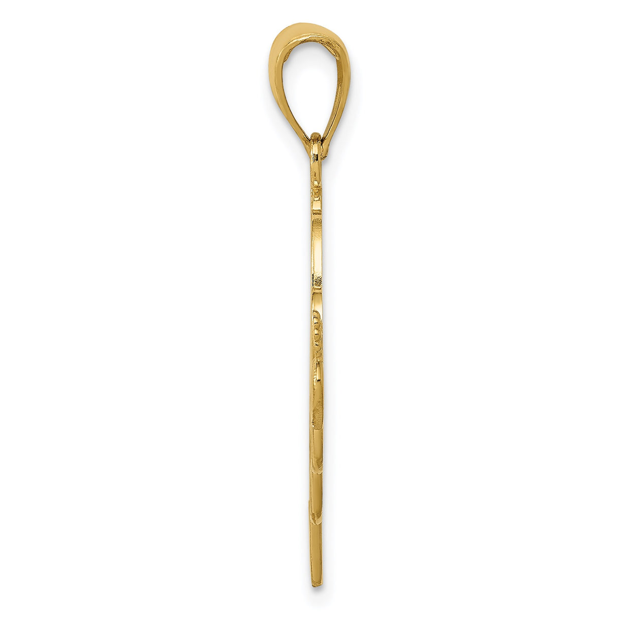 14k Yellow Gold Grandma Pendant with Heart, Floral Detail, and Scroll Design