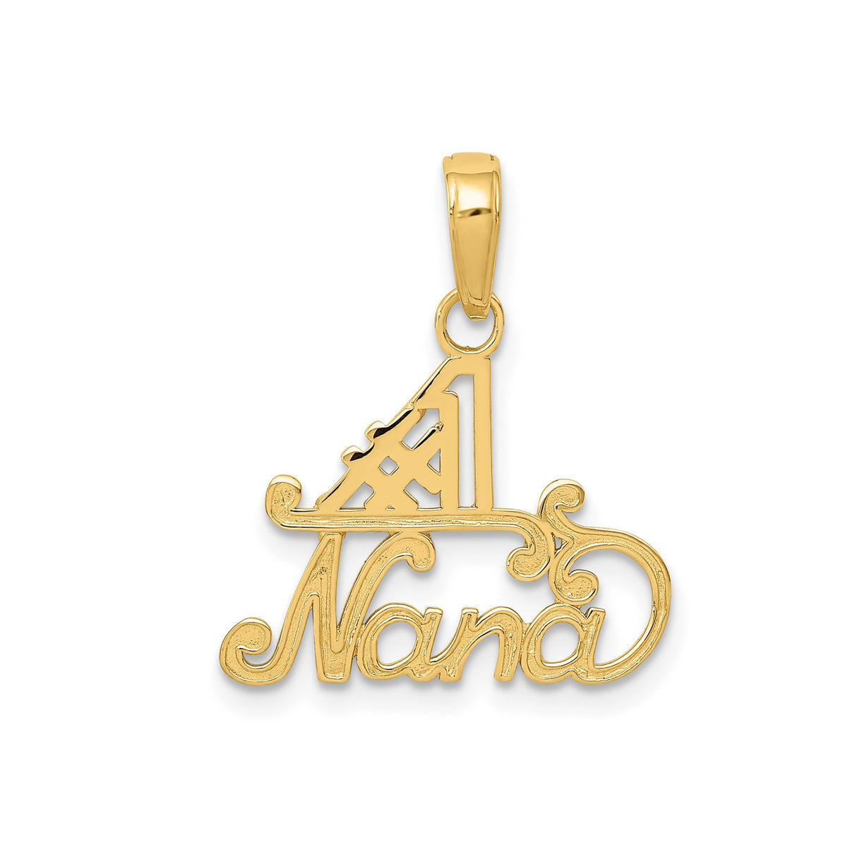 14k Yellow Gold Pendant with #1 Nana Script Design, Sentimental Family Charm