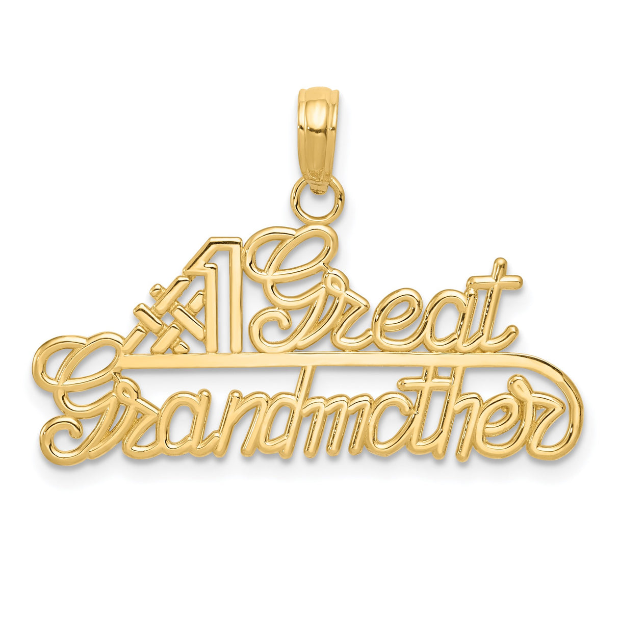 14k Yellow Gold Great-Grandmother Pendant with Script Lettering, Sentimental Charm for Women