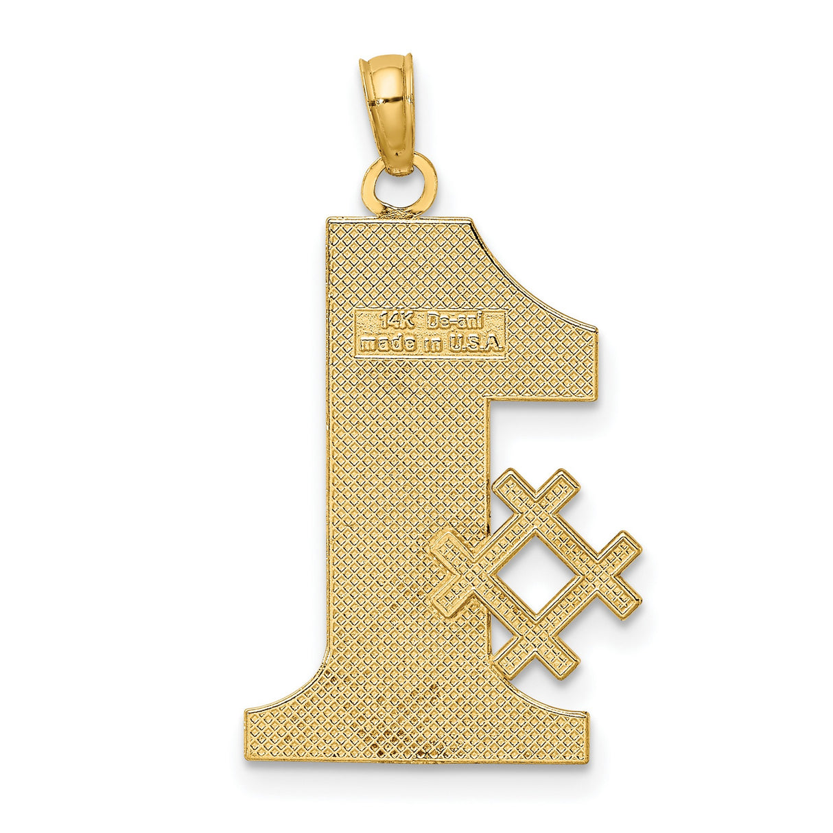 14k Yellow Gold Number One Dad Pendant with Baseball Bat and Ball Design