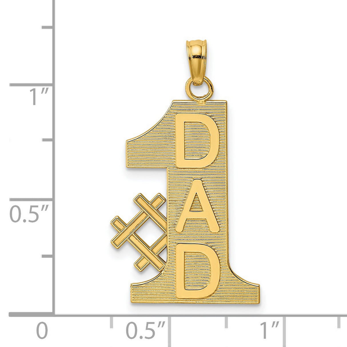 14k Yellow Gold Number One Dad Pendant with Baseball Bat and Ball Design