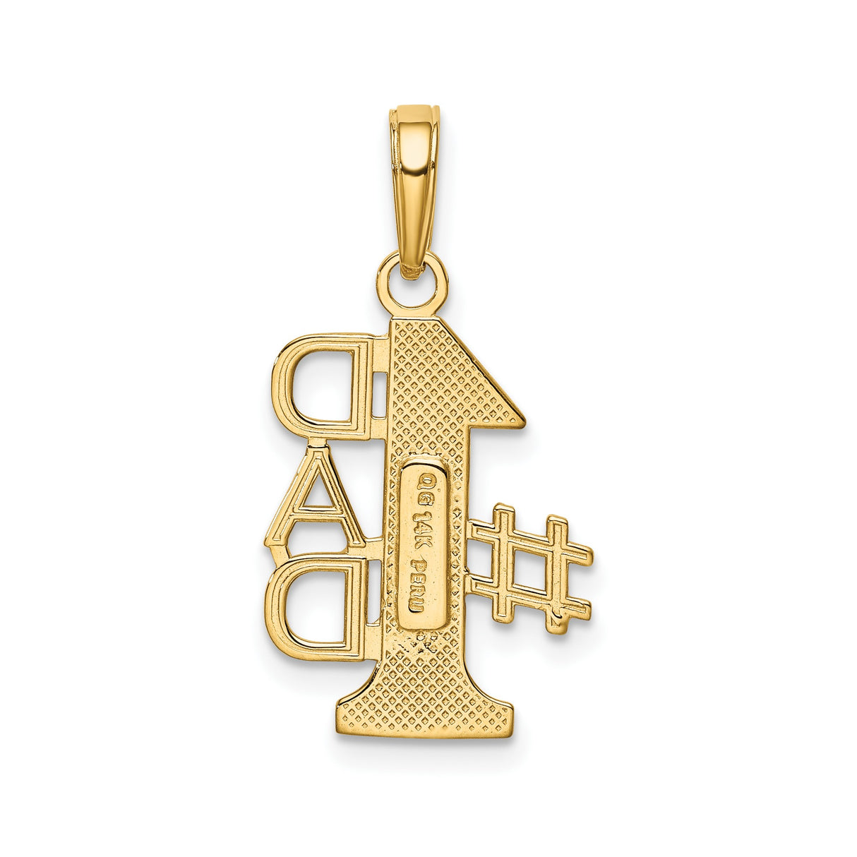 14k Yellow Gold Number One Dad Pendant with Digit Detailing, Masculine Family Charm