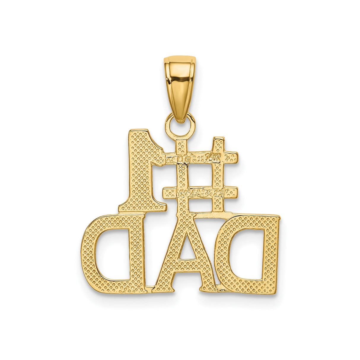 14k Yellow Gold Number One Dad Pendant, Bold Block Letters, Fatherhood Appreciation Charm