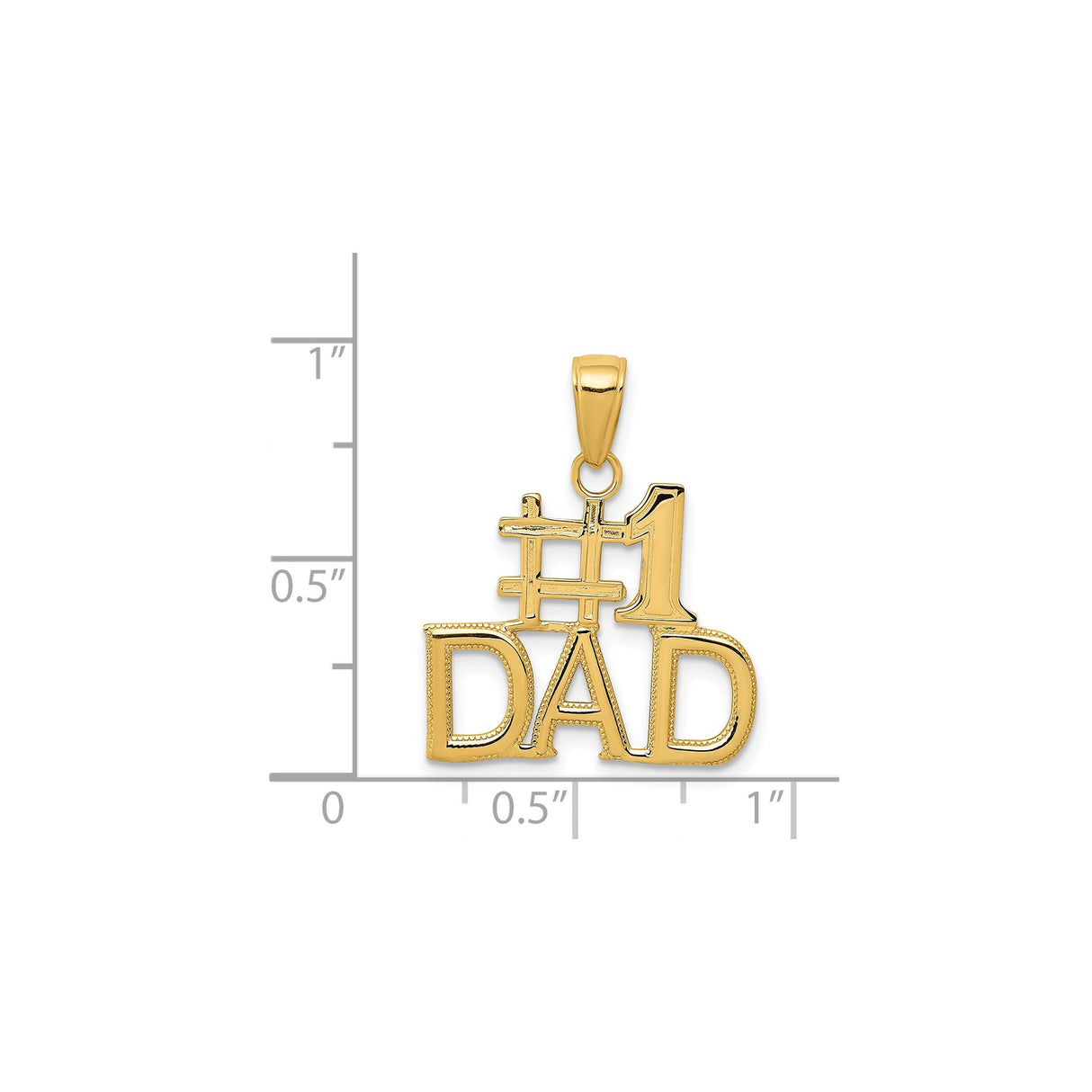 14k Yellow Gold Number One Dad Pendant, Bold Block Letters, Fatherhood Appreciation Charm