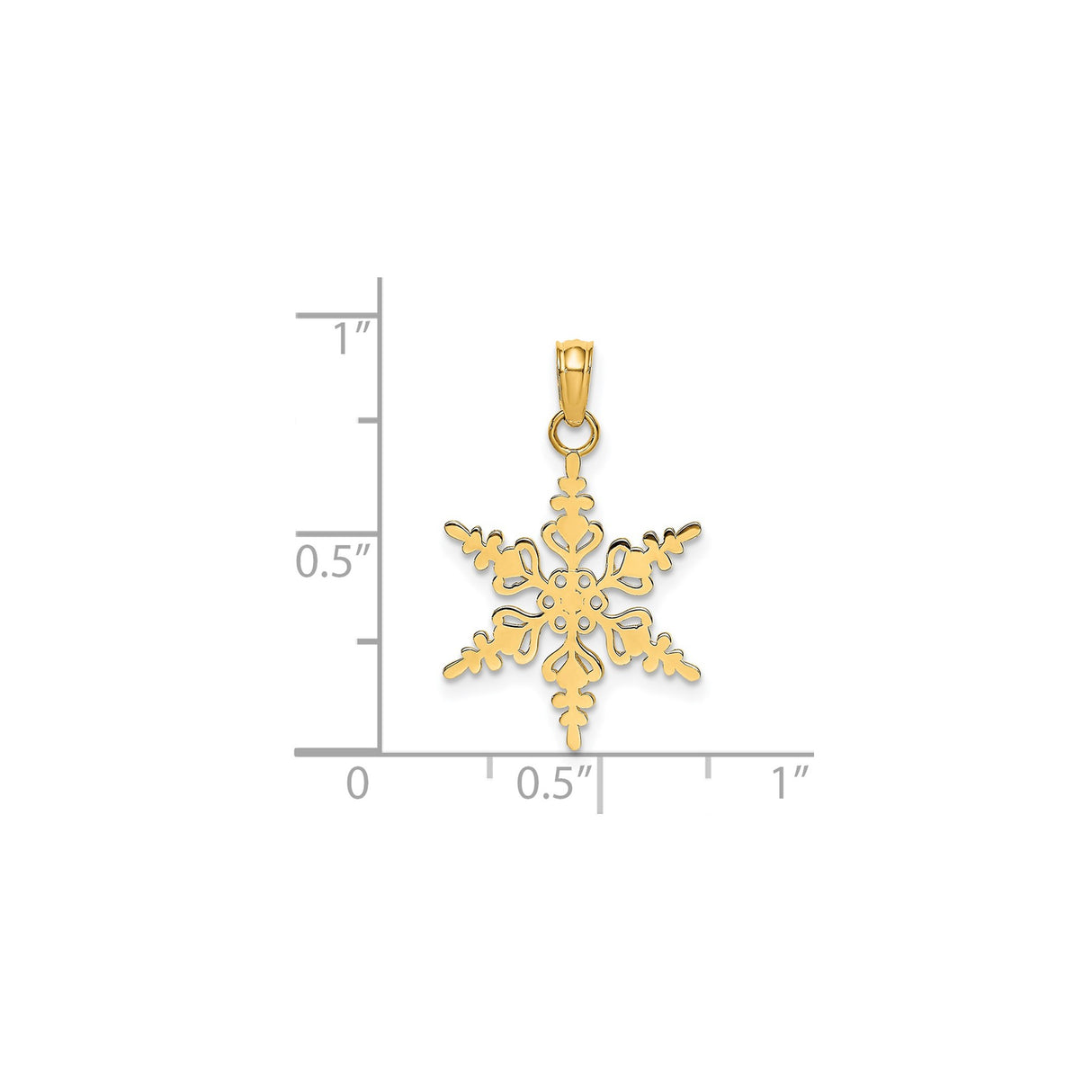 14k Yellow Gold Snowflake Pendant with Cutout Design, Nature-Inspired Winter Charm