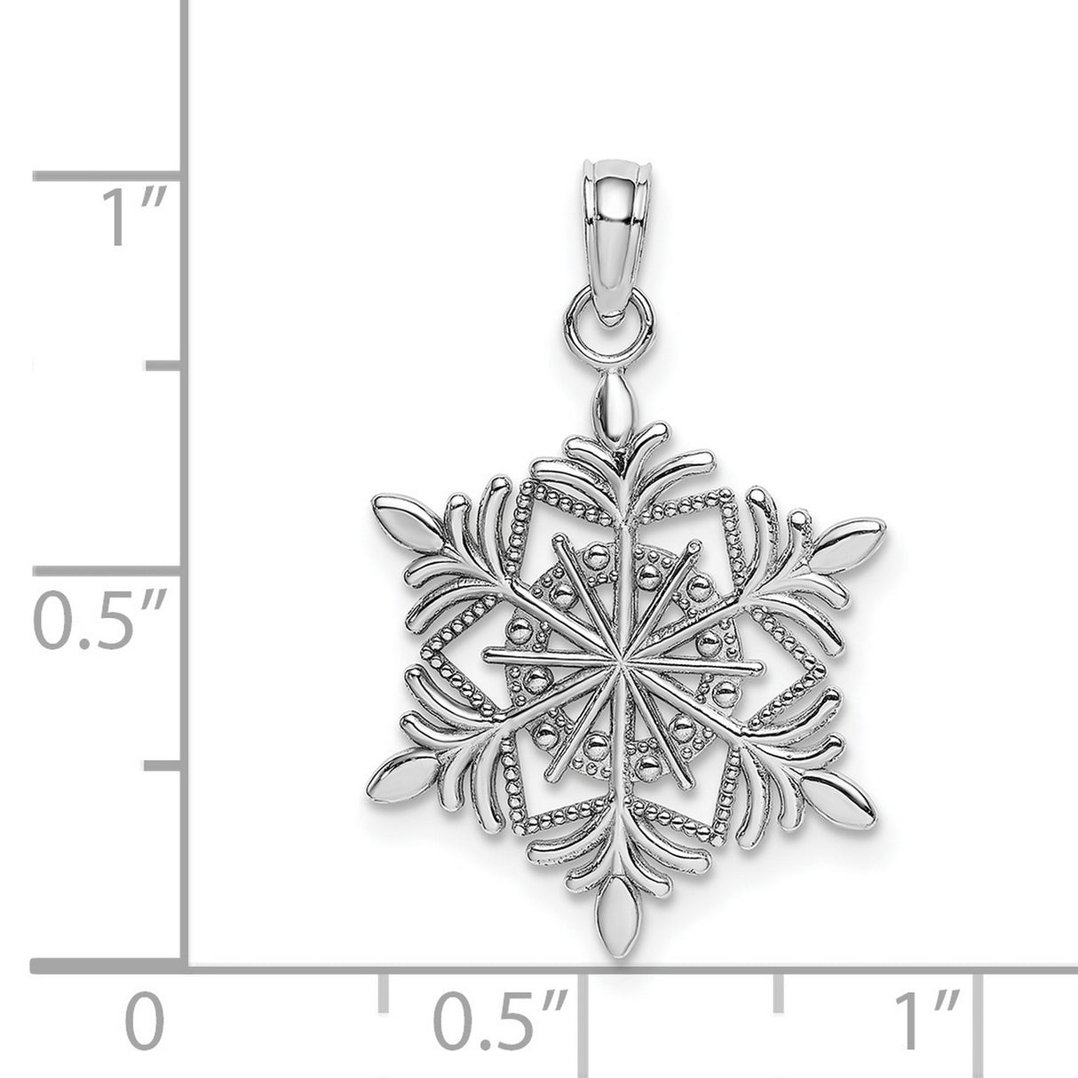 14k White Gold Snowflake Pendant with Intricate Symmetrical Winter Design for Women