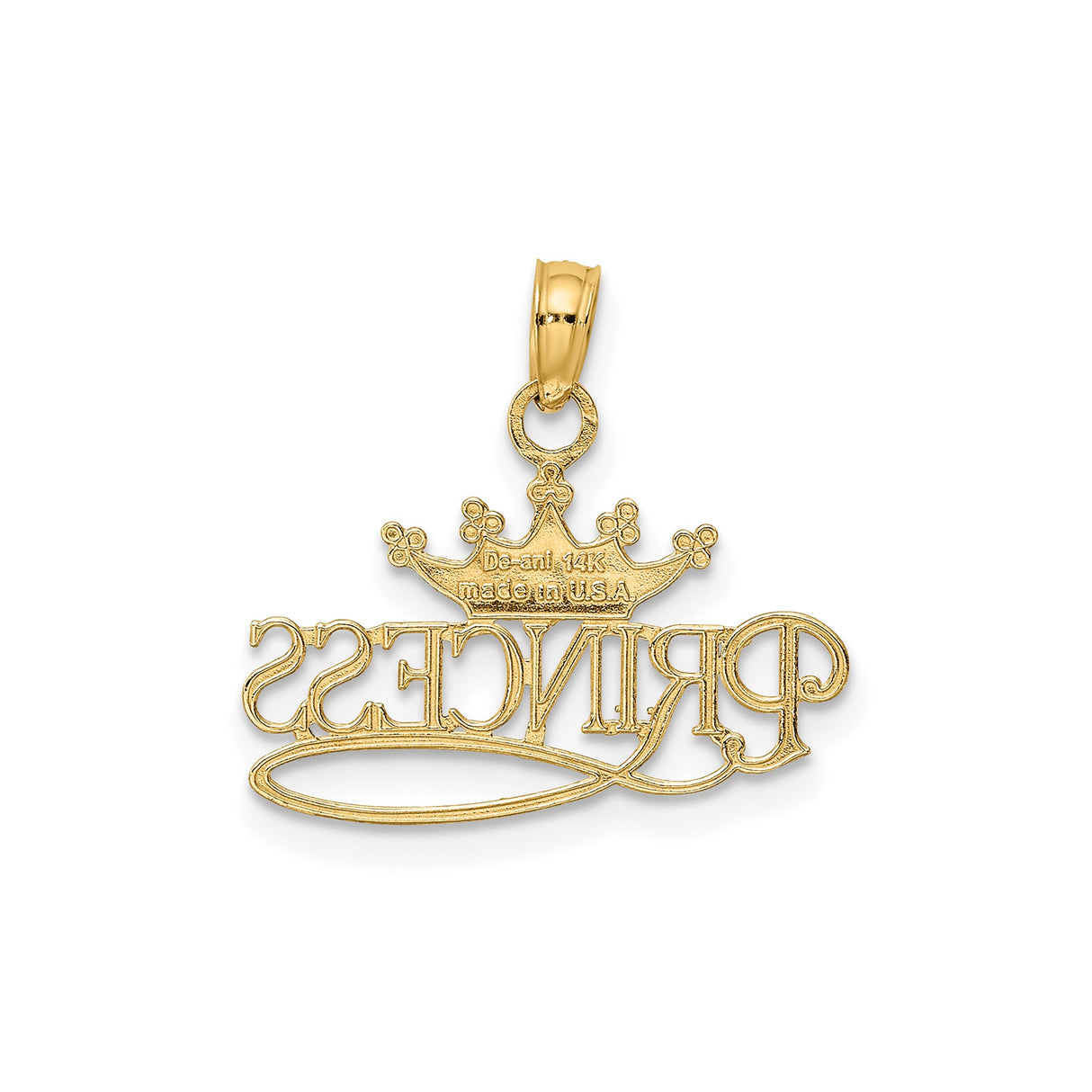14k Two-Tone Gold Princess Crown Pendant, Statement Charm with Royalty Motif
