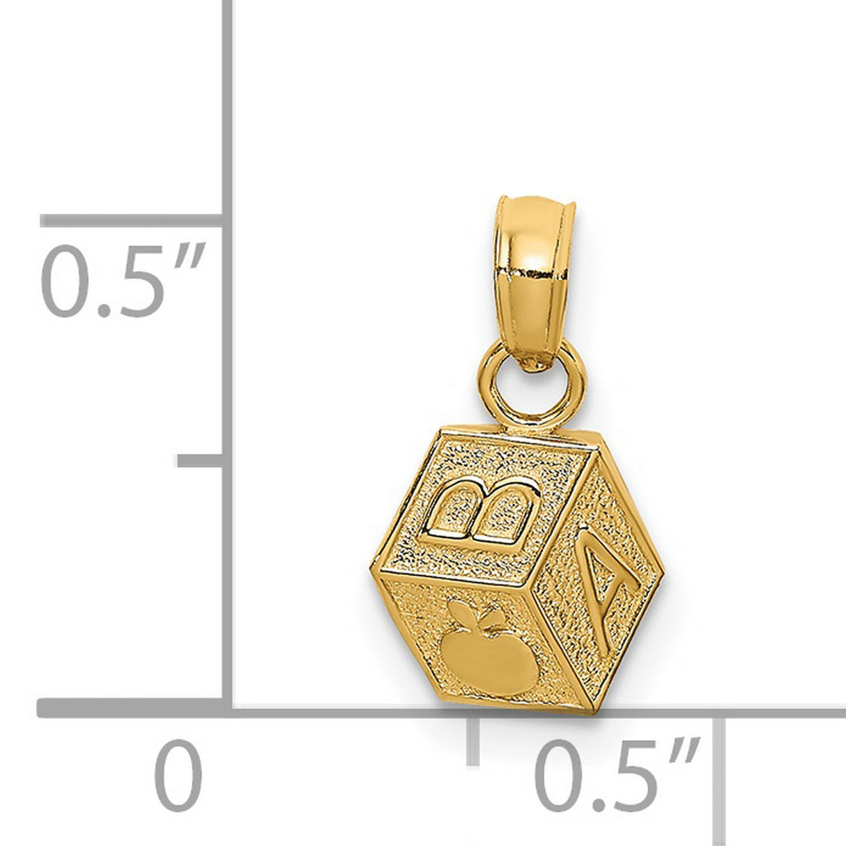 14k Yellow Gold Pendant with Apple, Book, and Alphabet Engraving, Education Theme Charm