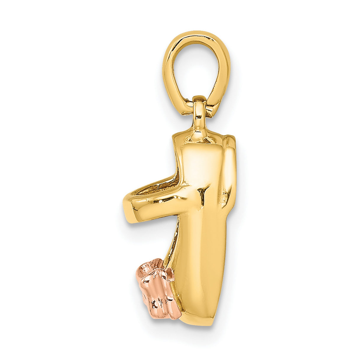 14k Two-Tone Gold Baby Shoe Pendant with Rose Gold Bow, Motherhood and Love Theme